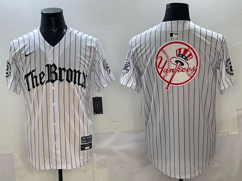Men 2025 New York Yankees Blank White Stripe Five generations Joint Name Nike MLB Jersey style 021->new york yankees->MLB Jersey